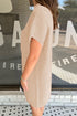Patch Pocket Ribbed Knit Short Sleeve Sweater Dress
